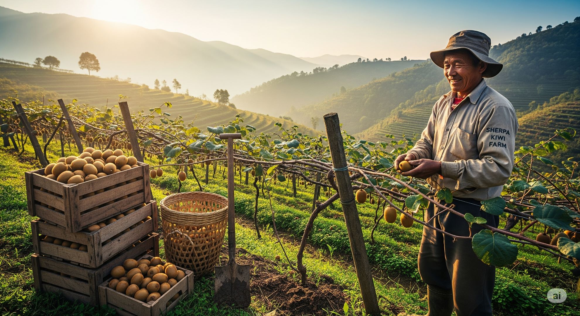 Lush landscape of Sherpa Kiwi Farm